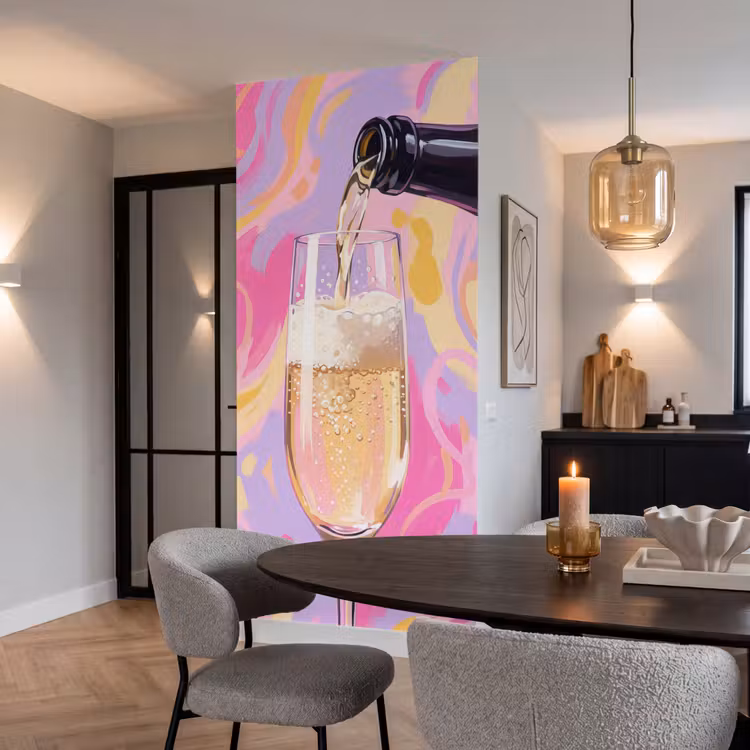 Tapete - Getränke – Einschenken – Party – Abstrakt – Rosa - Drank - Inschenken - Feest - Abstract - Roze Behang Vlies klein