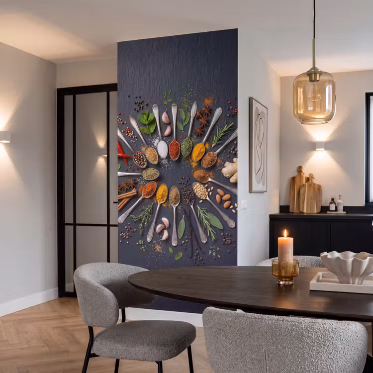Kruiden - Lepels - Culinair - Kleurrijk - Sfeervol Behang Vlies klein -sfeer3