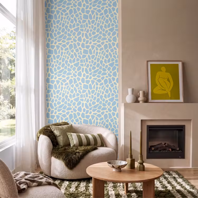 Giraf - Modern - Blauw Behang Vlies klein 1076 -sfeer2