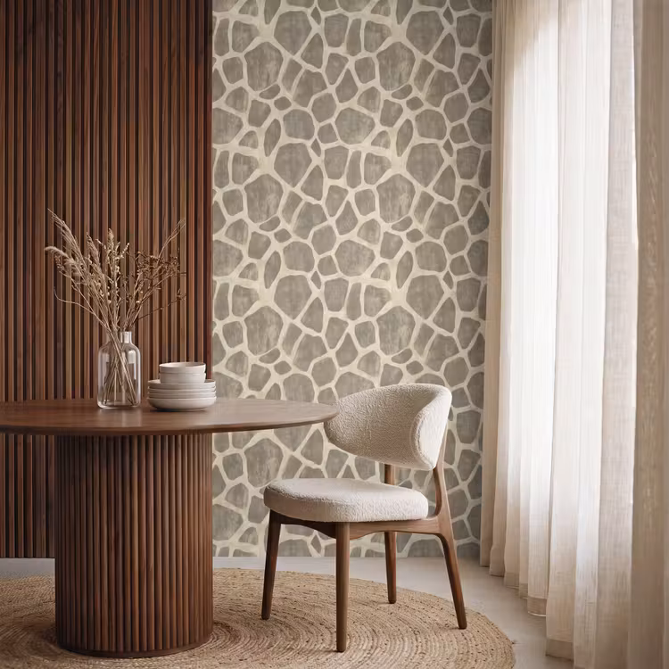 Giraf - Patroon - Beige - Bruin Behang Vlies klein 1076 -sfeer1