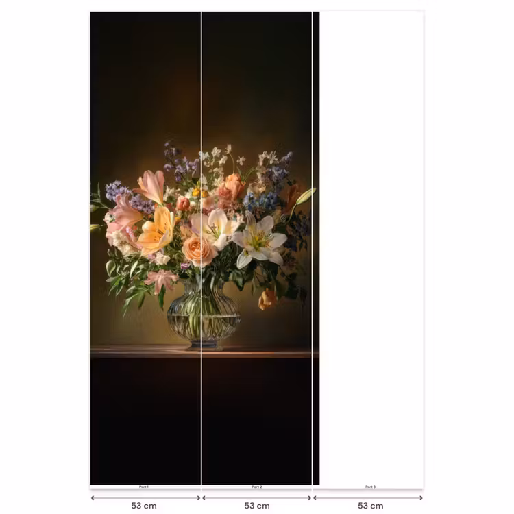 Glazen - Bloemen - Boeket - Kleuren Behang Vlies klein -USP_banen