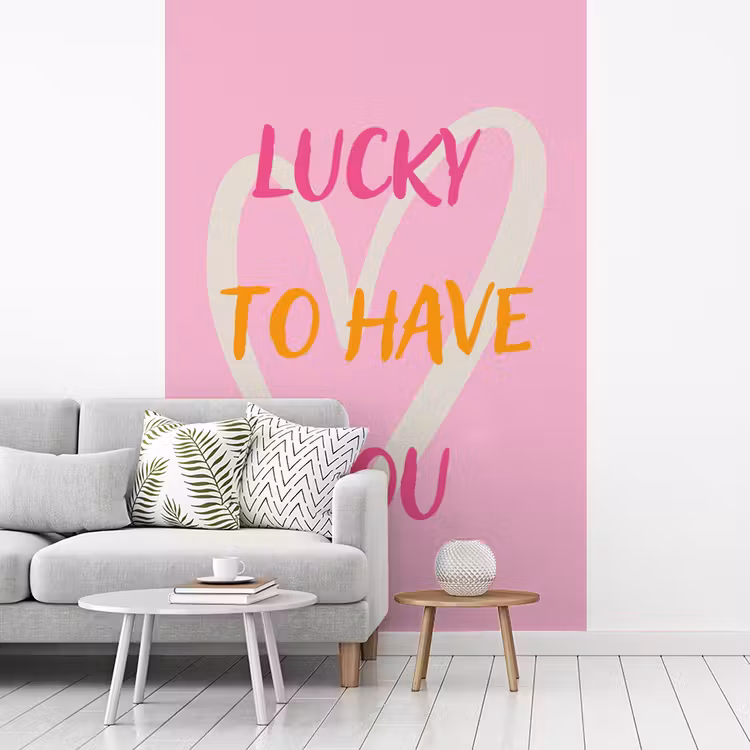 Lucky - Love - Valentijn - Roze fotobehang vinyl groot -woonkamer