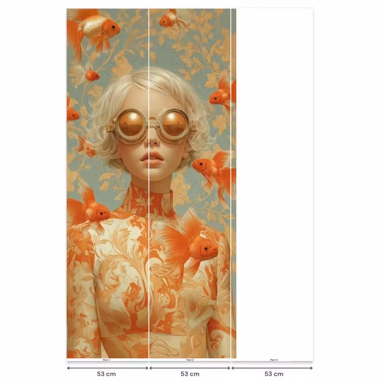 Goudvissen - Oranje - Vrouw - Blond Behang Vlies klein -USP_banen