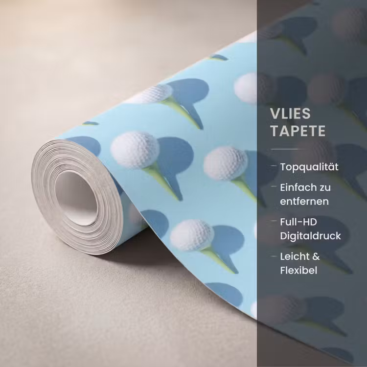 Golf - Ballen - Blauw Behang Vlies klein 1076 -USP_closeupDE