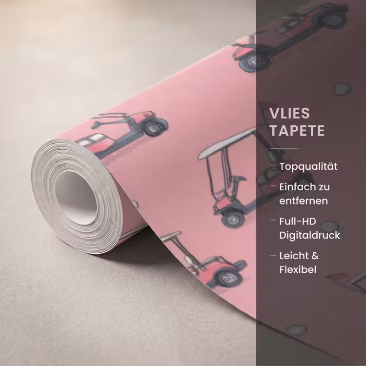 Golfkar - Retro - Roze Behang Vlies klein 1076 -USP_closeupDE