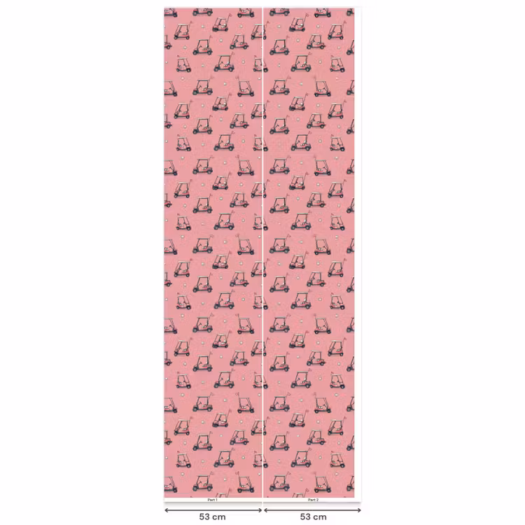Golfkar - Retro - Roze Behang Vlies klein 1076 -USP_banen