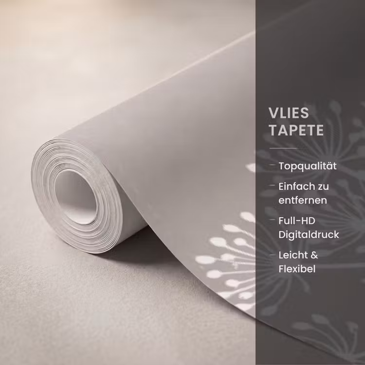 Grafisch - Fluitenkruid - Taupe Behang Vlies klein -USP_closeupDE
