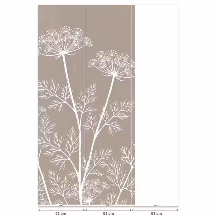 Grafisch - Fluitenkruid - Taupe Behang Vlies klein -USP_banen