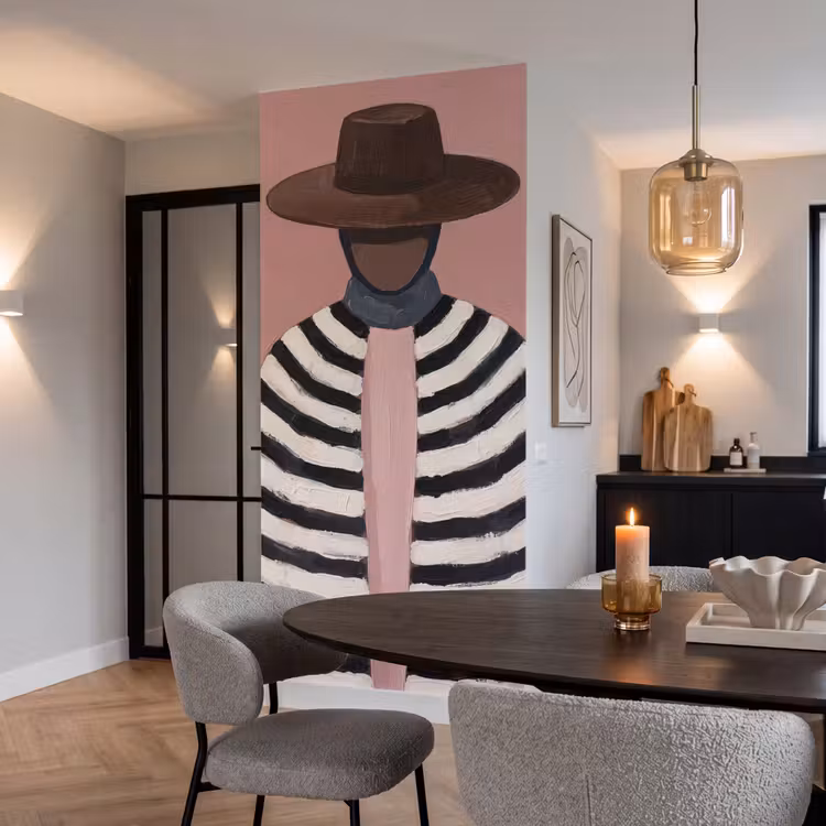 Grafisch - Vrouw - Roze Behang Vlies klein -sfeer3