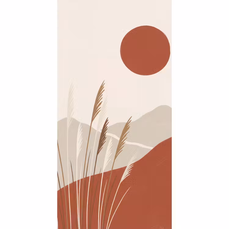 Gras - Landschap - Natuur - Abstract - Beige Behang Vlies klein -3d_website