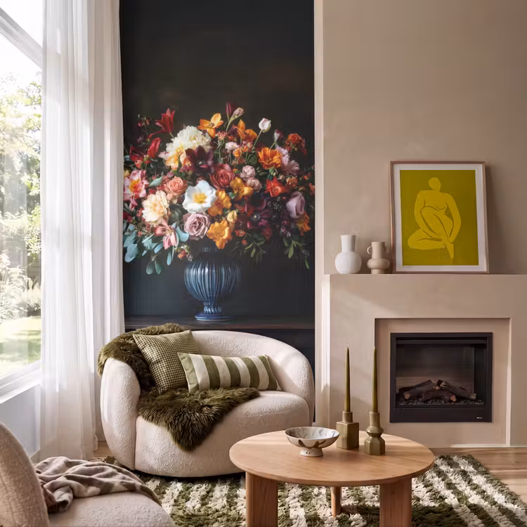 Groot - Bloemen - Vaas - Boeket Behang Vlies klein -sfeer2