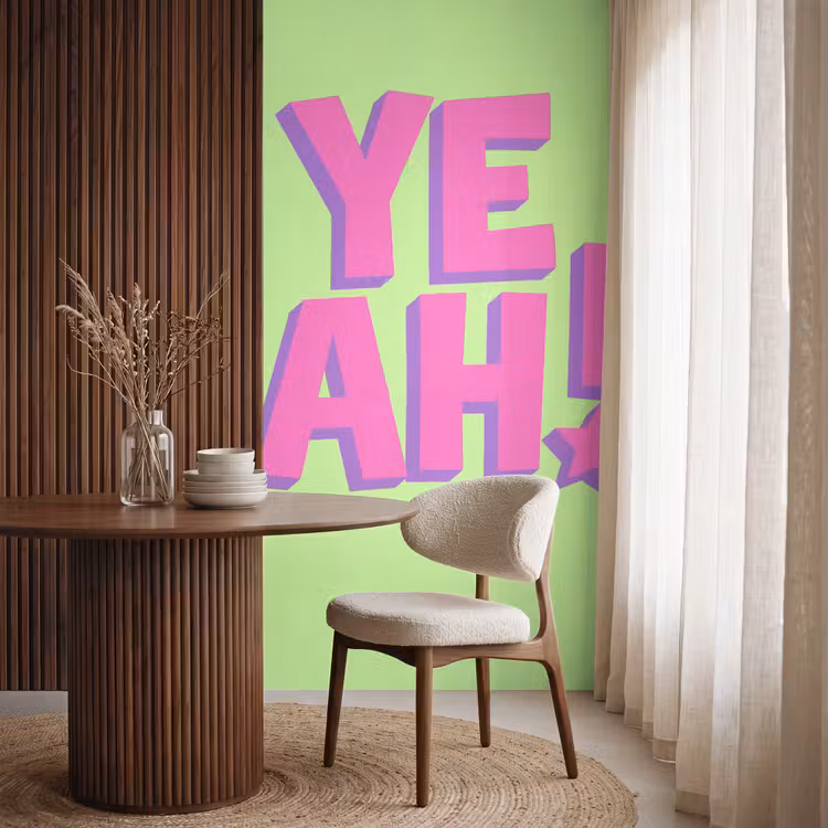 Groen - Neon - Quote Behang Vlies klein -sfeer1