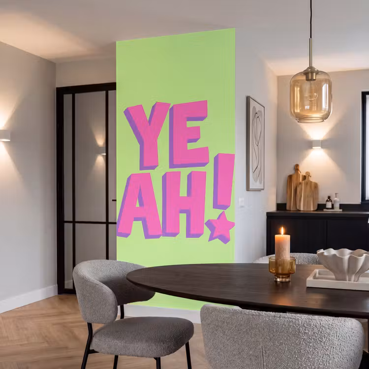 Groen - Neon - Quote Behang Vlies klein -sfeer3