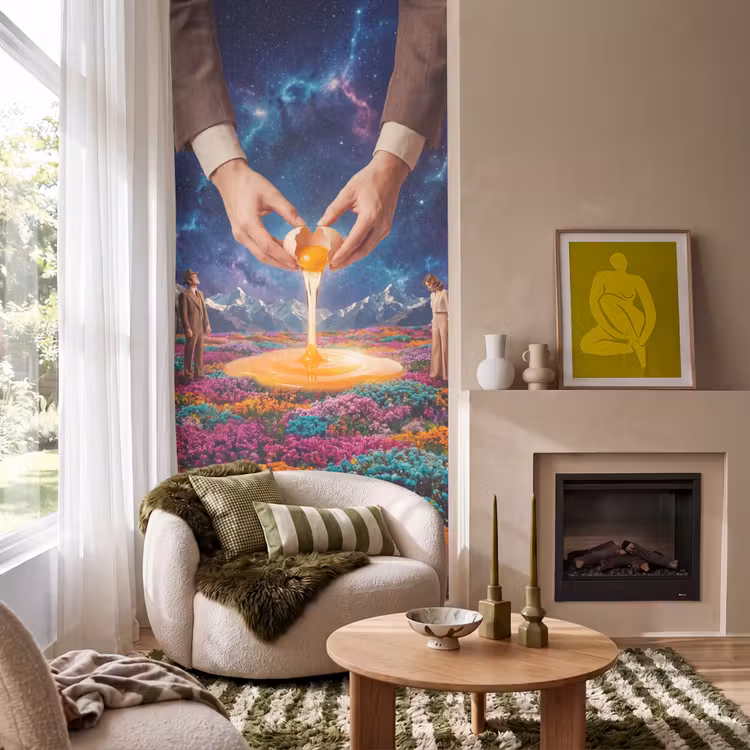 Tapete - Hände – Ei – Surrealismus - Handen - Ei - Surrealisme Behang Vlies klein