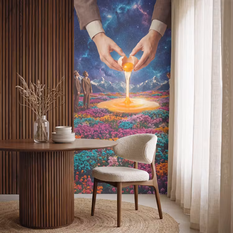 Tapete - Hände – Ei – Surrealismus - Handen - Ei - Surrealisme Behang Vlies klein