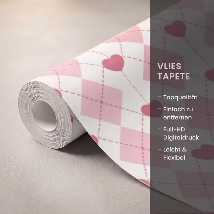 Ruiten - Klassiek - Roze - Wit Behang Vlies klein 1076 -USP_closeupDE