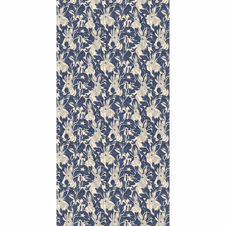 Hazen - Bladeren - Patroon - Blauw - Beige Behang Vlies klein 1076 -3d_website