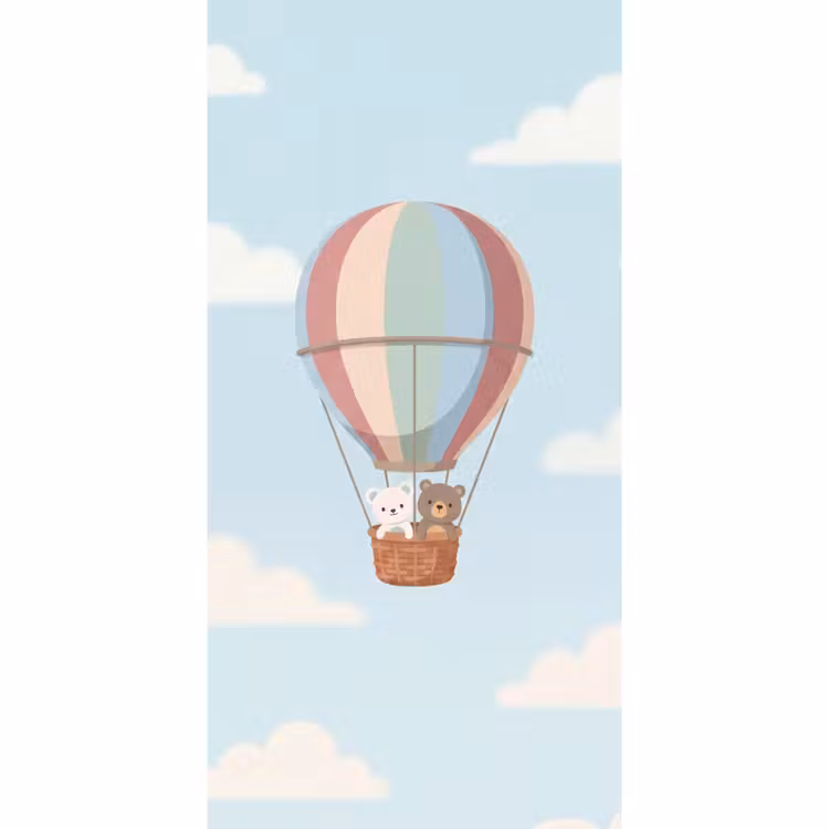 Luchtballon - Beren - Pastel Behang Vlies klein -3d_website