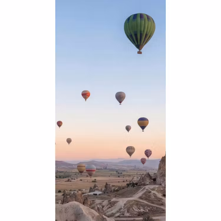Luchtballonnen - Rotsen - Zonsopgang Behang Vlies klein -3d_website