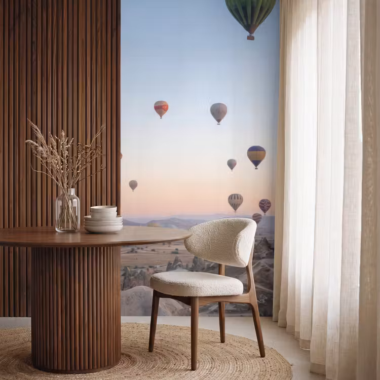 Luchtballonnen - Rotsen - Zonsopgang Behang Vlies klein -sfeer1