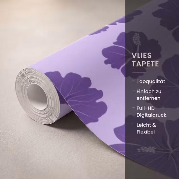 Hibiscus - Bloemen - Paars Behang Vlies klein 1076 -USP_closeupDE