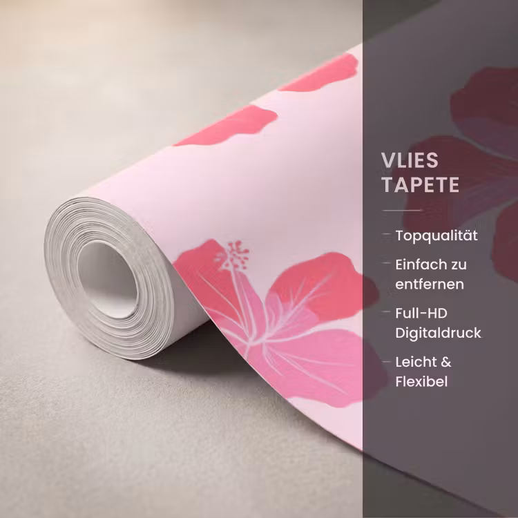 Hibiscus - Bloemen - Roze Behang Vlies klein 1076 -USP_closeupDE