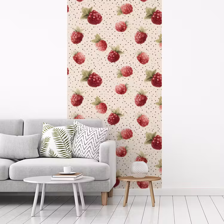 Framboos - Stippen - Rood fotobehang vinyl groot 64 -woonkamer