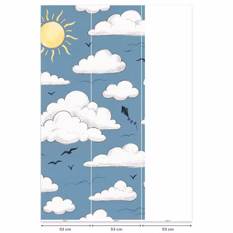 Lucht - Zon - Wolken - Natuur - Blauw Behang Vlies klein -USP_banen