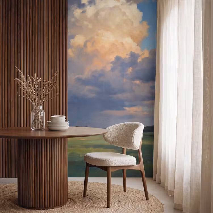 Lucht - Wolken - Landschap - Modern - Oranje Behang Vlies klein -sfeer1