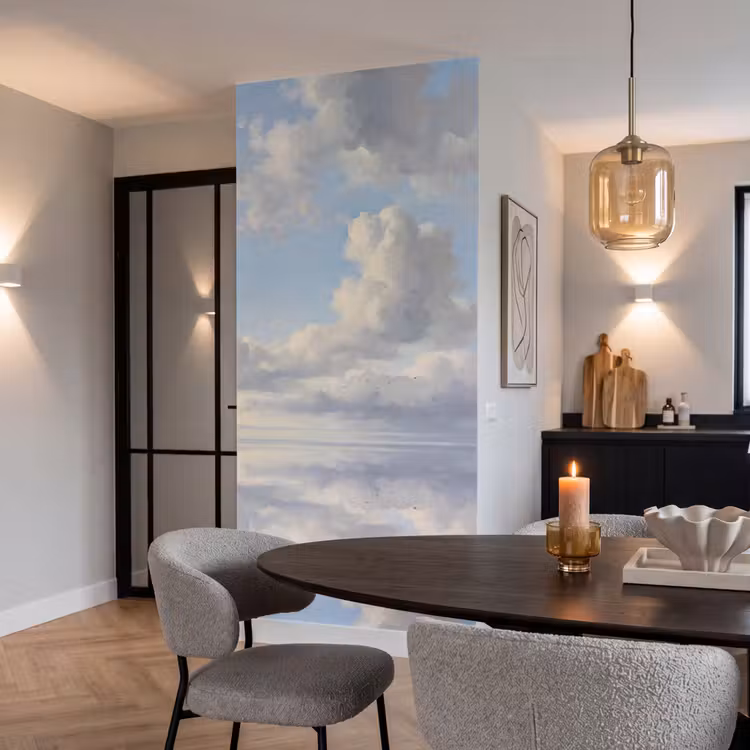 Lucht - Wolken - Natuur - Klassiek - Blauw Behang Vlies klein -sfeer3