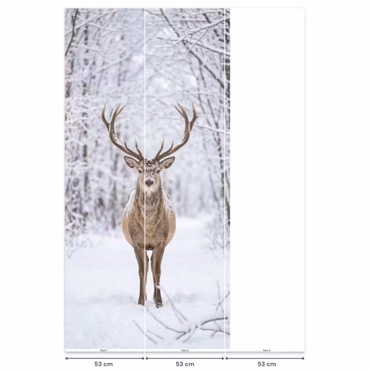 Hert - Winter - Bos - Natuur - Wit Behang Vlies klein -USP_banen