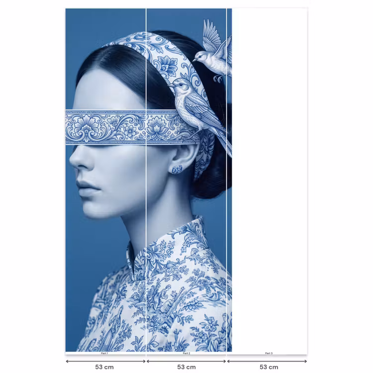 Portret - Klassiek - Wit - Blauw Behang Vlies klein -USP_banen