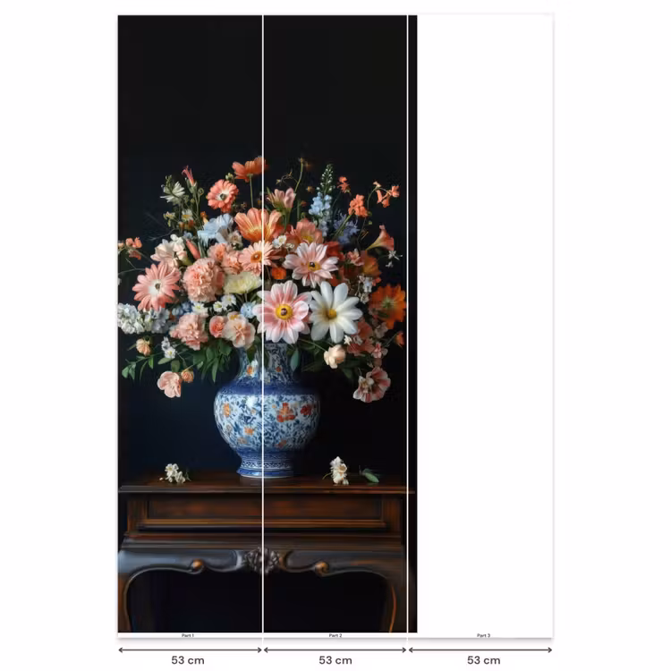Hout - Vaas - Kleuren - Bloemen Behang Vlies klein -USP_banen