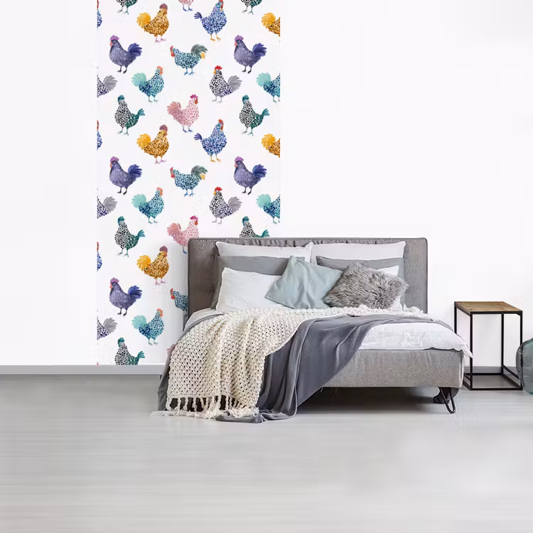 Kippen -Aquarel - Kleurrijk fotobehang vinyl groot 64 -slaapkamer