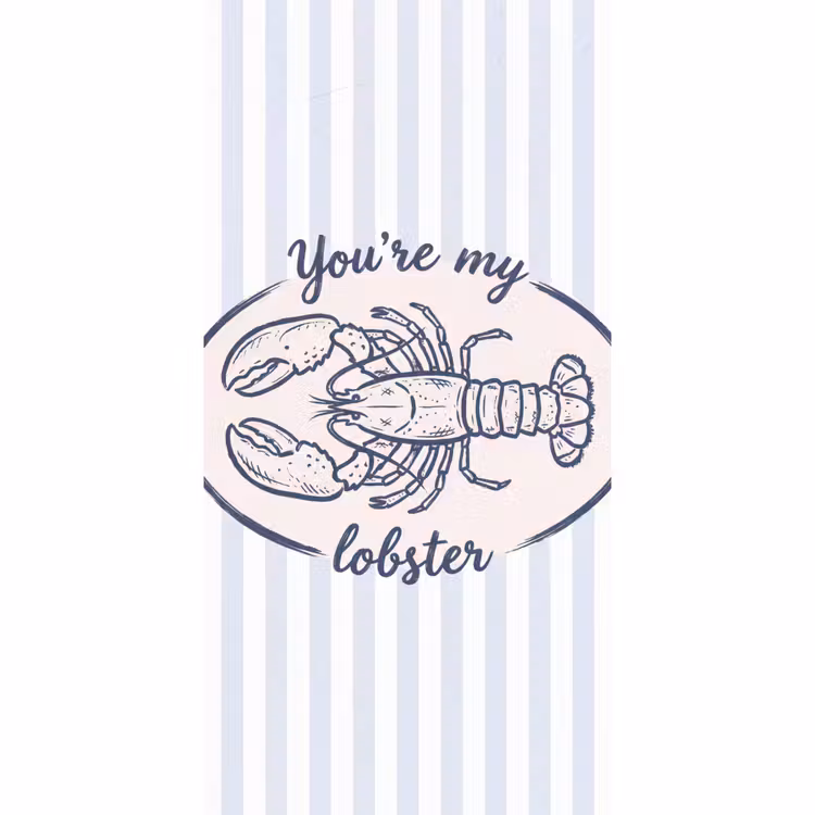 Kreeft - Illustratie - Liefde - Blauw - Decoratie Behang Vlies klein -3d_website