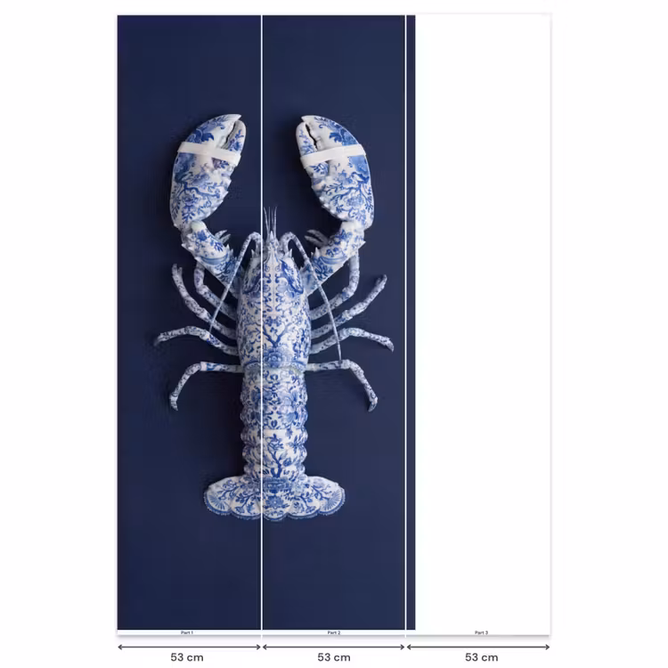 Kreeft - Porselein - Delfts - Blauw Behang Vlies klein -USP_banen