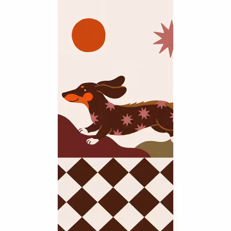 Hond - Abstract - Dieren - Modern - Bruin Behang Vlies klein -3d_website
