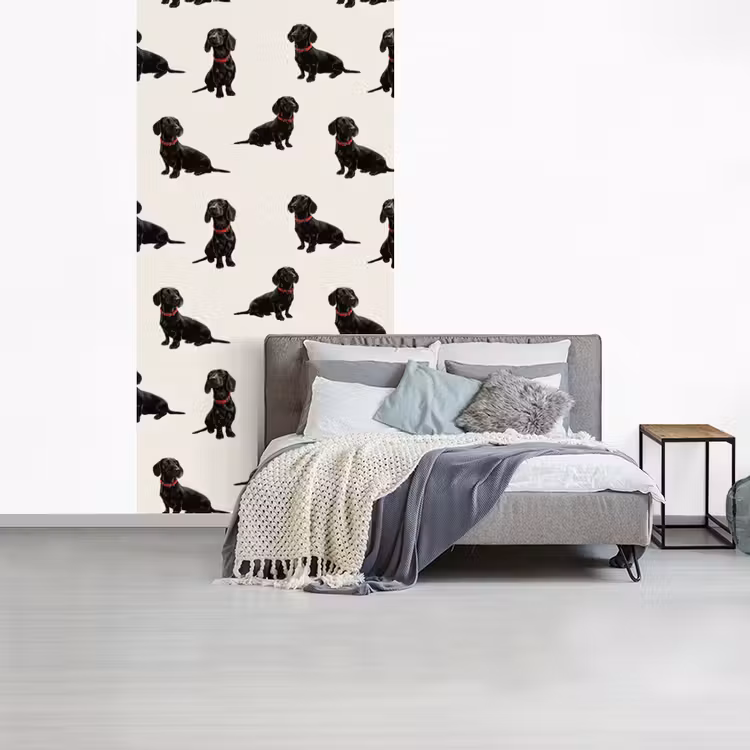Hond - Patroon - Zwart fotobehang vinyl groot 64 -slaapkamer