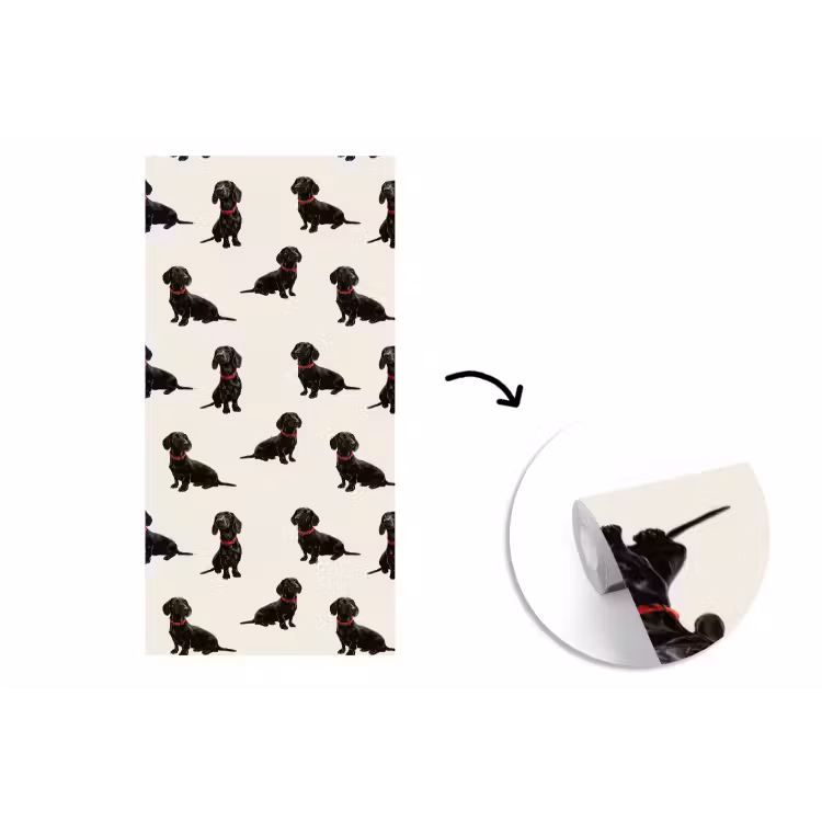 Hond - Patroon - Zwart fotobehang vinyl groot 64 -3d