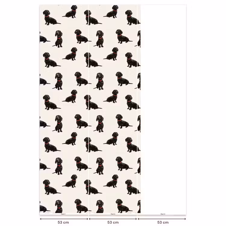 Hond - Patroon - Zwart Behang Vlies klein 1076 -USP_banen