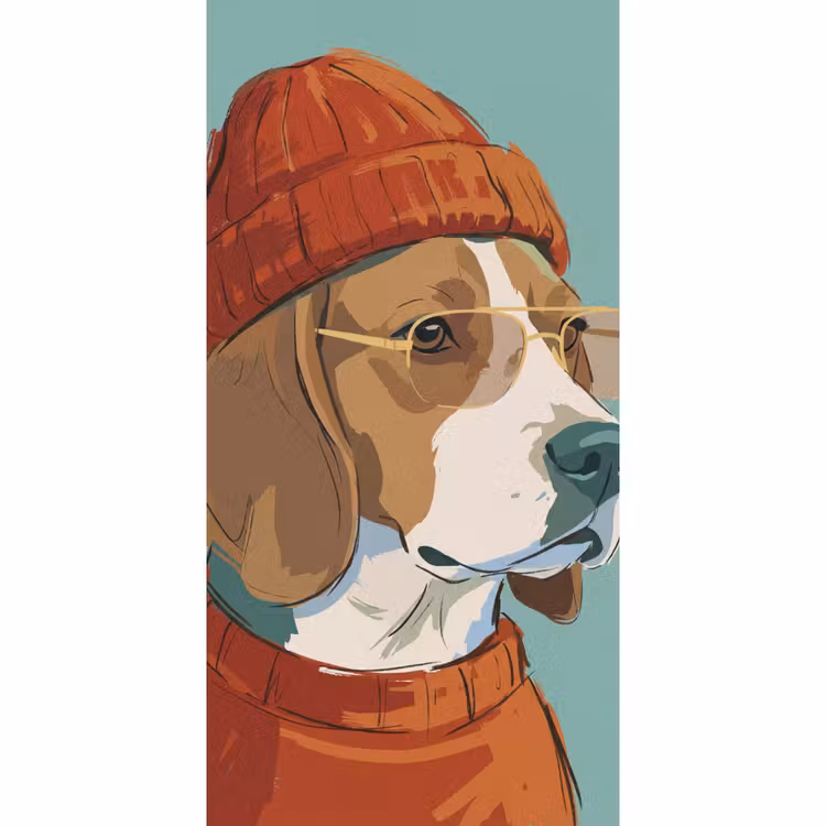 Hond - Beanie - Zonnebril - Dieren - Modern Behang Vlies klein -3d_website