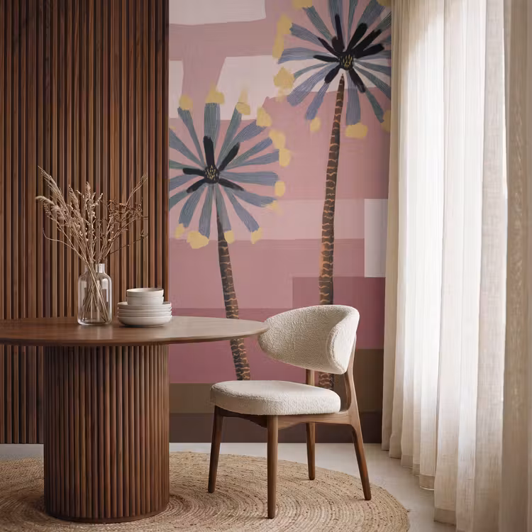 Illustratie - Bloemen - Vlakken - Abstract Behang Vlies klein -sfeer1