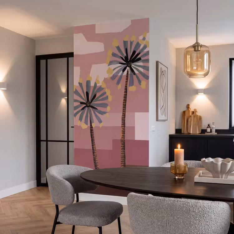Illustratie - Bloemen - Vlakken - Abstract Behang Vlies klein -sfeer3