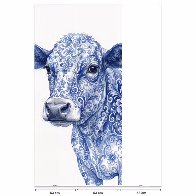 Illustratie - Koe - Blauw Behang Vlies klein -USP_banen