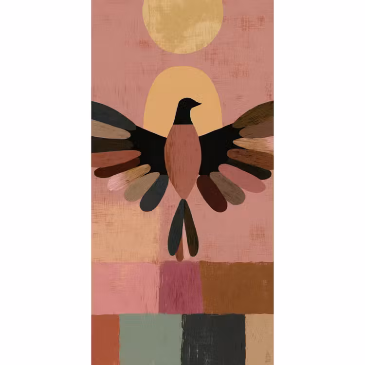 Illustratie - Vogel - Vlakken - Kleurrijk Behang Vlies klein -3d_website