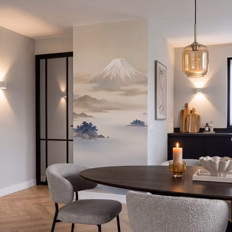 Japans - Landschap - Beige Behang Vlies klein -sfeer3