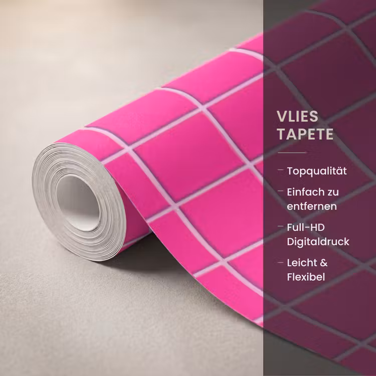 Tegels - Vierkant - Fuchsia Behang Vlies klein 1076 -USP_closeupDE