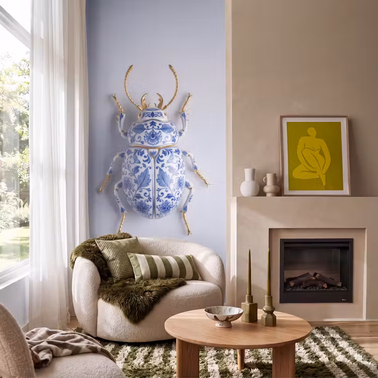 Kever - Delfts  - Blauw - Goud Behang Vlies klein -sfeer2