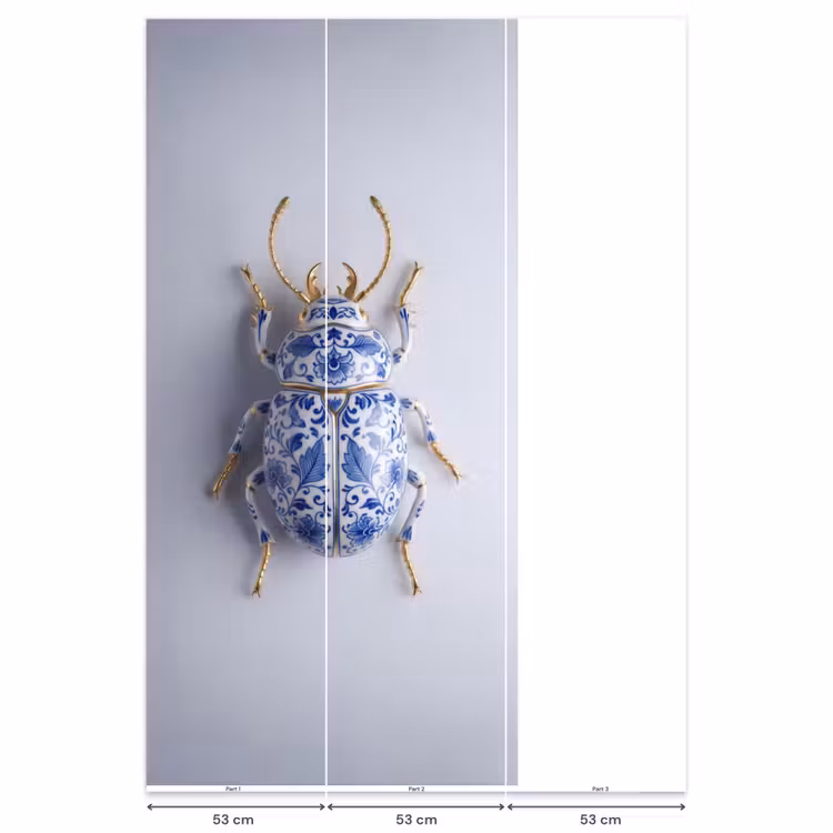 Kever - Delfts  - Blauw - Goud Behang Vlies klein -USP_banen