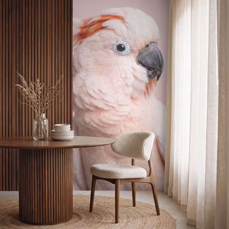 Kaketoe - Portret - Roze Behang Vlies klein -sfeer1